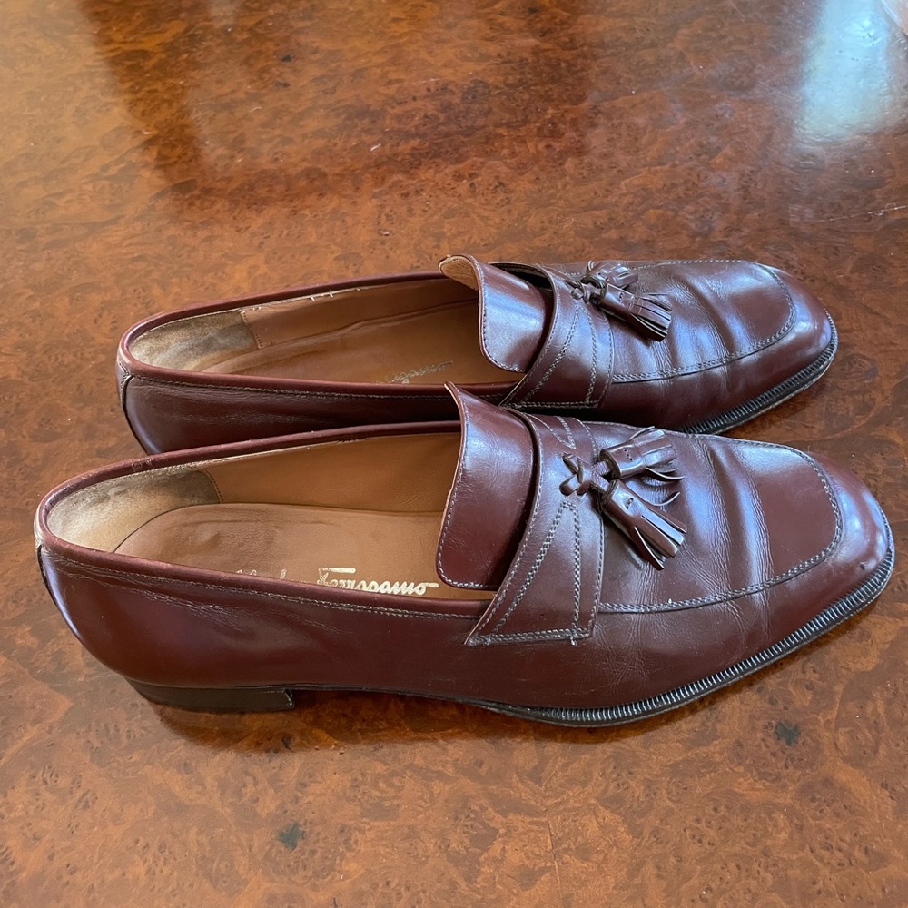 Salvatore Ferragamo Made in Italy Leather Tassel Loafer in Brown Size 11 D - Picture 2 of 8